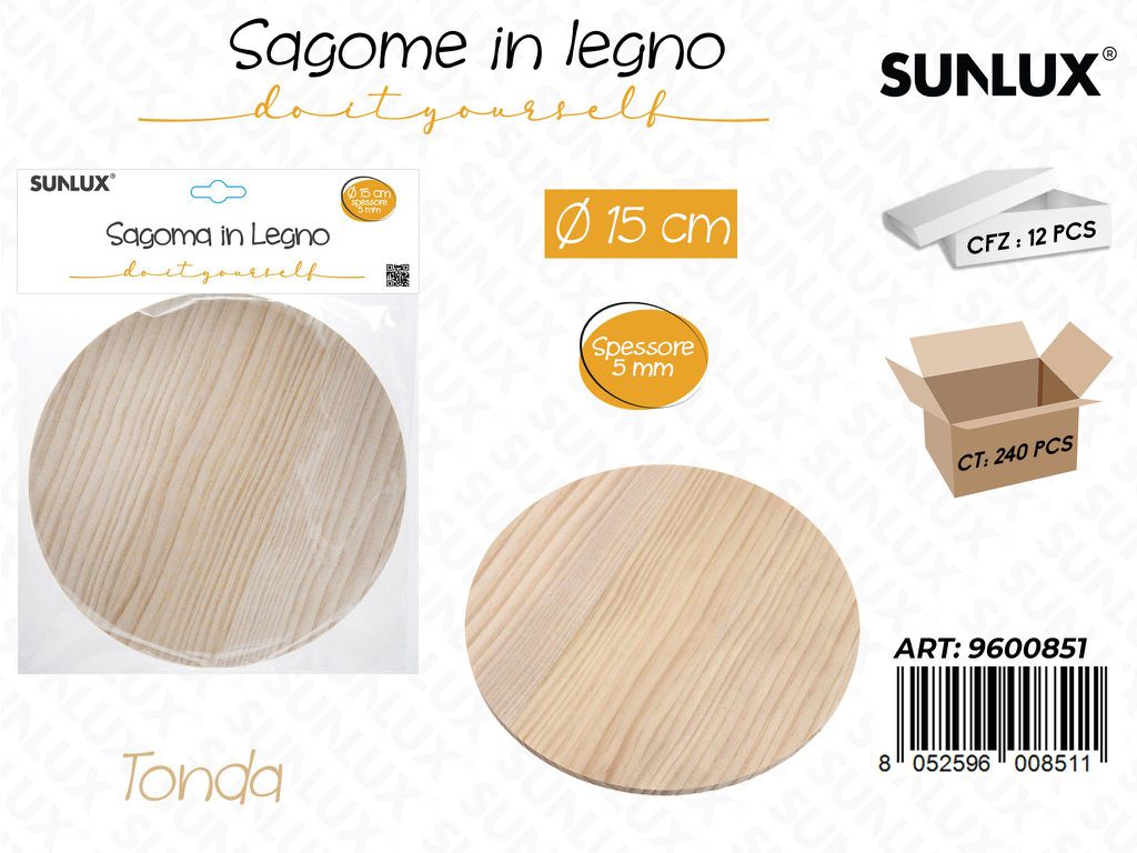 Sunlux Sagoma in Legno Diy D.15CM*5MM