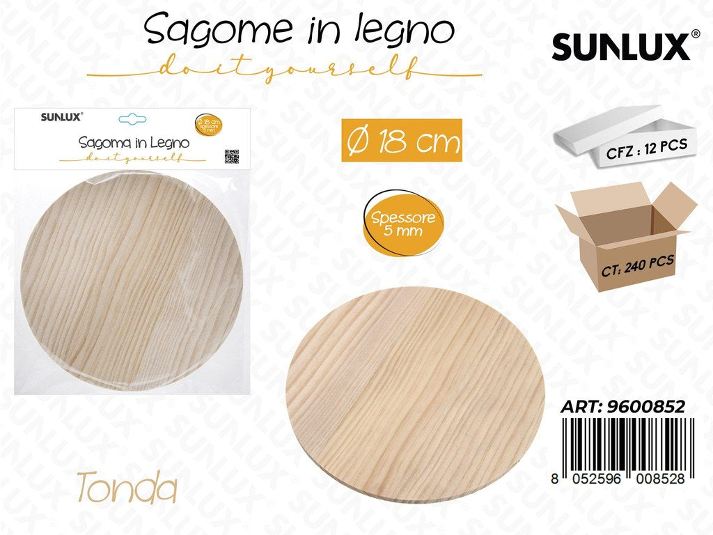 Sunlux Sagoma in Legno Tonda D.18CM*5MM