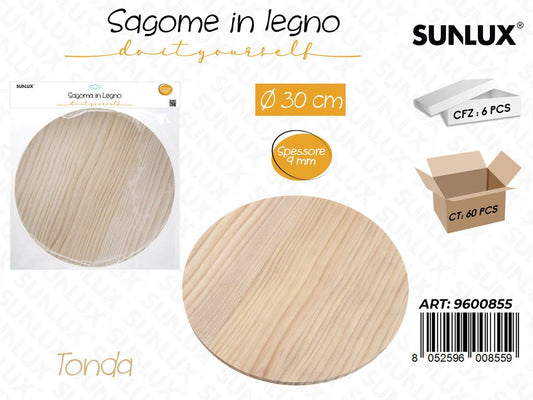 Sunlux Sagoma in Legno Diy D.30CM*9MM
