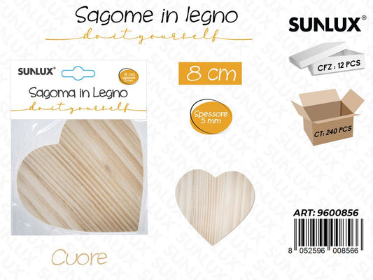 Sunlux Sagoma in Legno Cuore 8CM*5MM