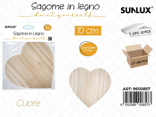 Sunlux Sagoma in Legno Cuore 10CM*5MM