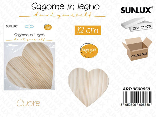 Sunlux Sagoma in Legno Cuore 12CM*5MM