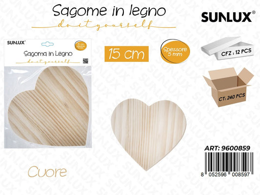 Sunlux Sagoma in Legno Cuore 15CM*5MM