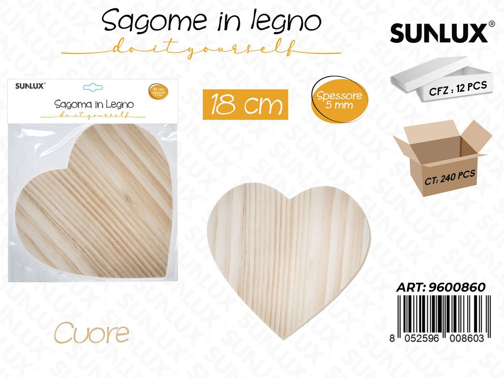 Sunlux Sagoma in Legno Cuore 18CM*5MM