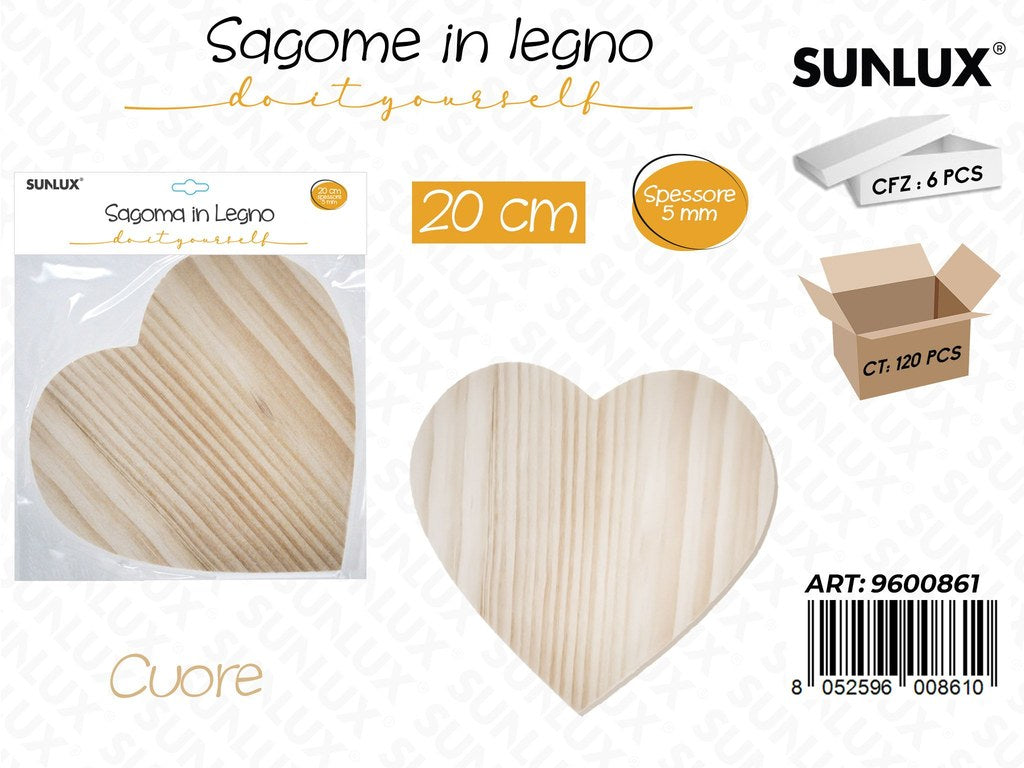 Sunlux Sagoma in Legno Cuore 20CM*5MM