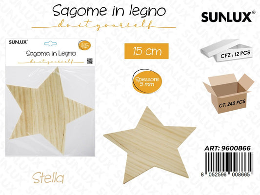 Sunlux Sagoma in Legno Stella 15CM*5MM