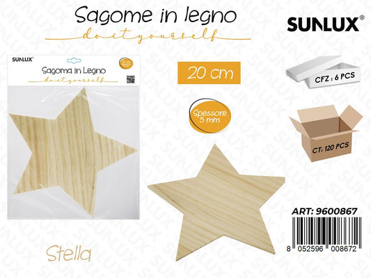 Sunlux Sagoma in Legno Stella 20CM*5MM