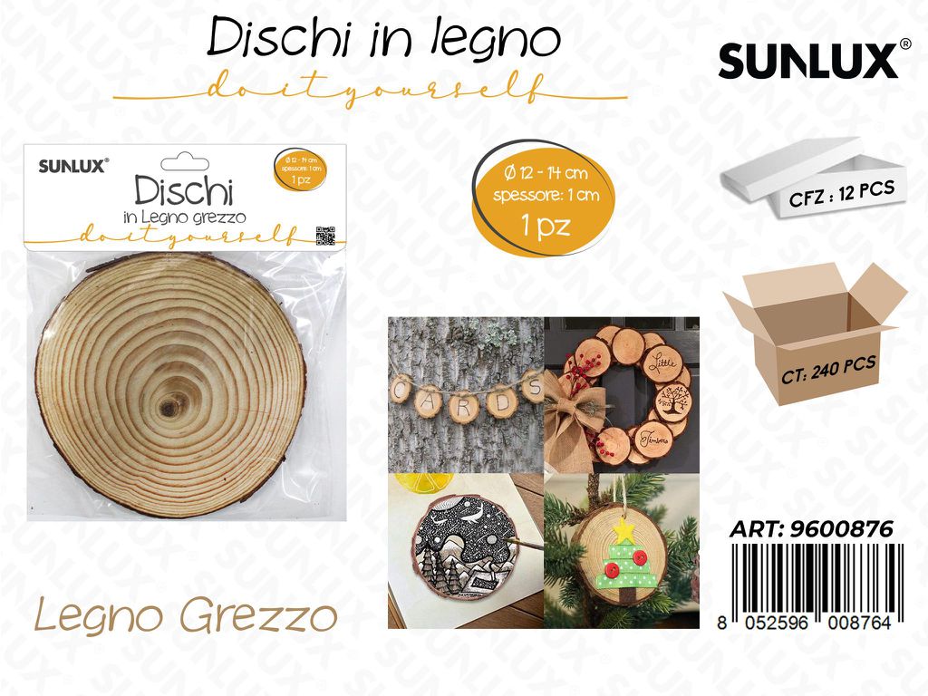 Sunlux Dischi in Legno Grezzo D.12-14*1CM
