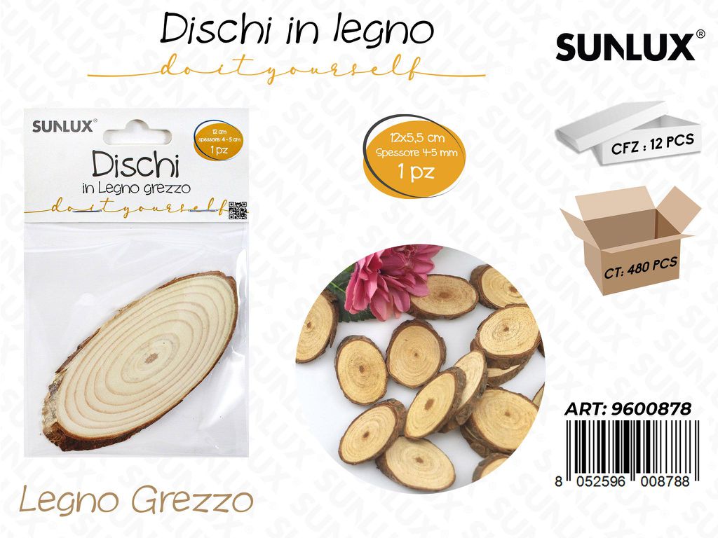 Sunlux Dischi in Legno Grezzo 12*5.5CM*4-5MM