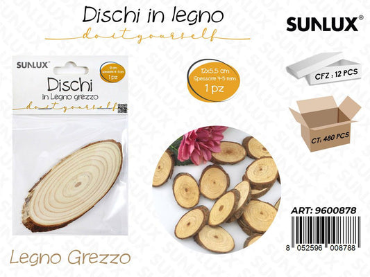 Sunlux Dischi in Legno Grezzo 12*5.5CM*4-5MM