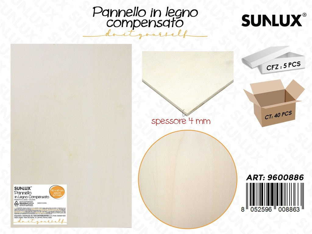Sunlux Pannello in Legno Compensato 40*60CM*4MM