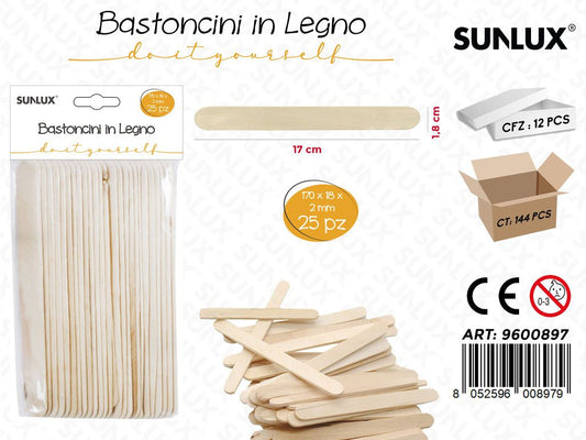 Sunlux Bastoncini in Legno 170*18*2MM 25PCS
