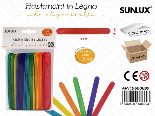 Sunlux Bastoncini in Legno Col. 30PCS 150*18*2MM