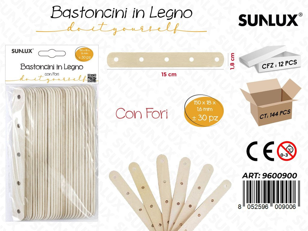 Sunlux Bastoncini in Legno Col. 30PCS 150*18*1.6MM