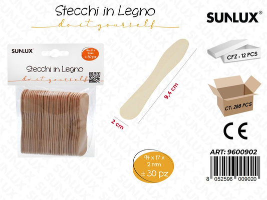 Sunlux Stecchi in Legno 9.4*2CM 30PCS