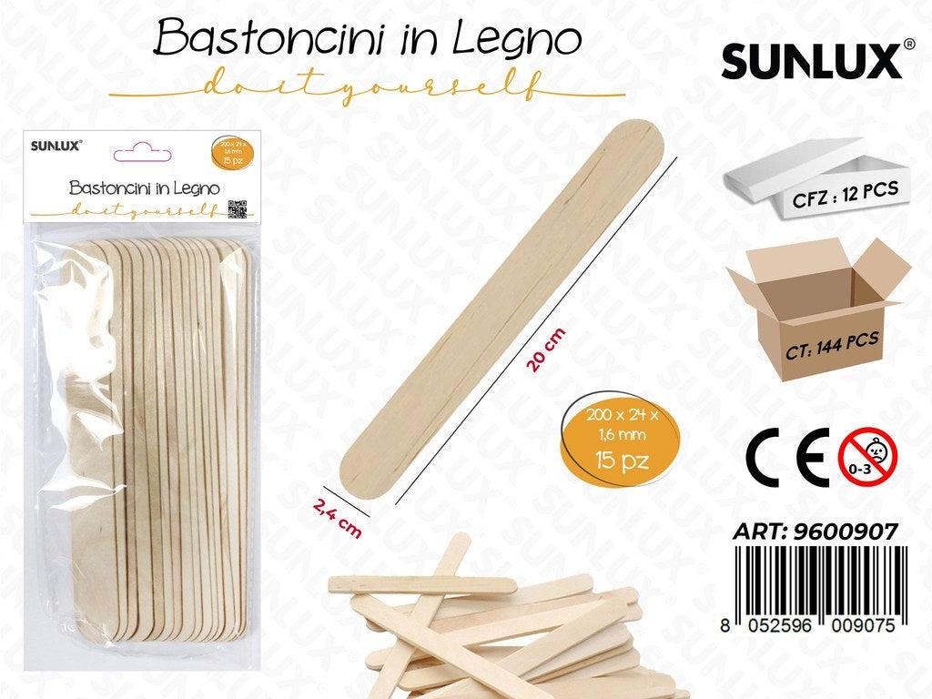 Sunlux Stecchi in Legno 15PCS 200*24*1.6MM