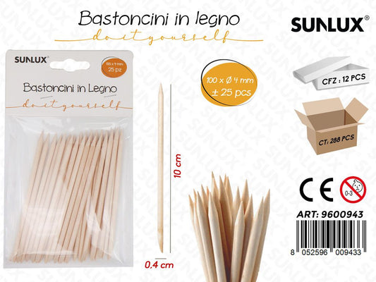 Sunlux Bastoncini in Legno 25PCS 10*0.4CM