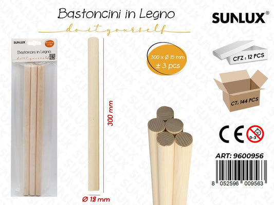 Sunlux Bastoncini Legno 3PCS 15*300MM