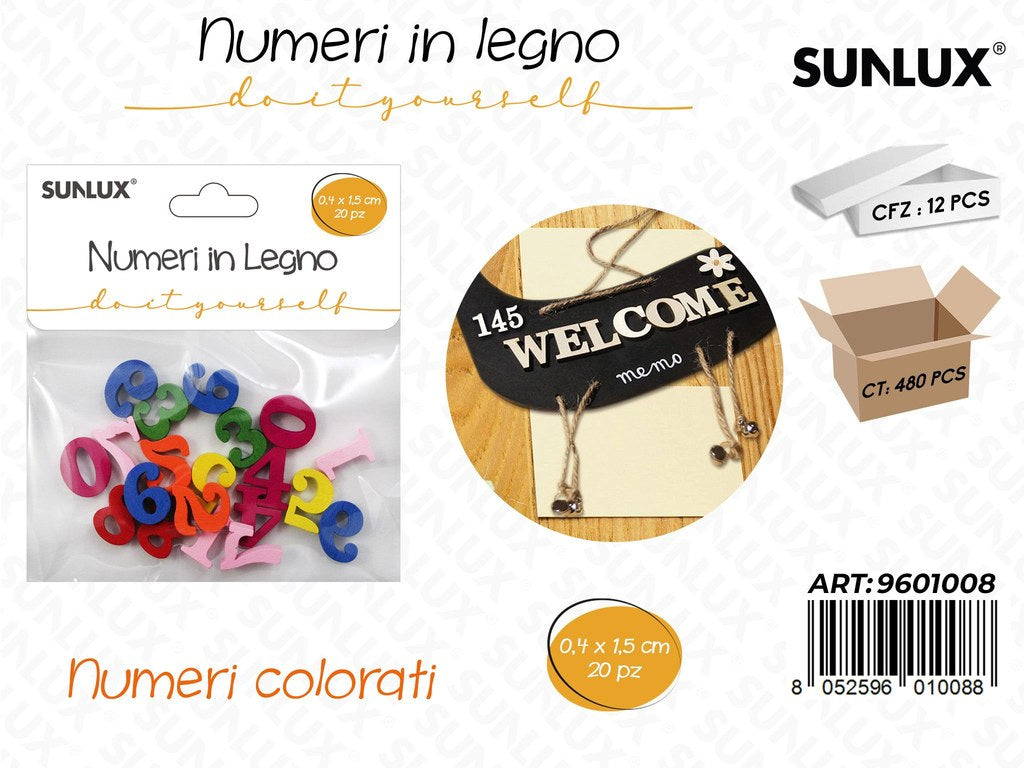 Sunlux Numeri in Legno Col. 20PCS 0.4*1.5CM