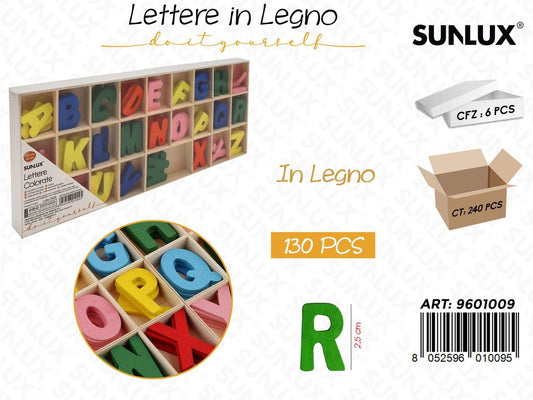 Sunlux Lettere Colorate in Legno 130PCS 2.5CM