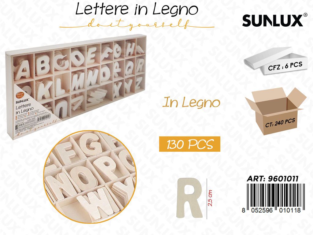 Sunlux Lettere in Legno 130PCS 2.5CM