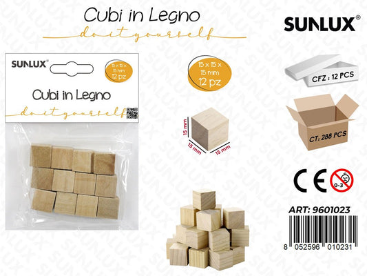 Sunlux Cubi in Legno 12PCS 15*15*15MM