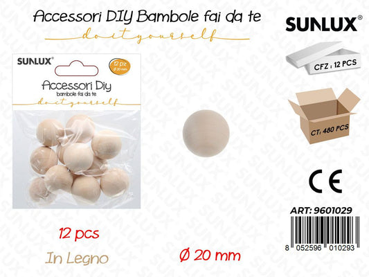 Sunlux Bambole Fai da Te Legno 12PCS 20MM