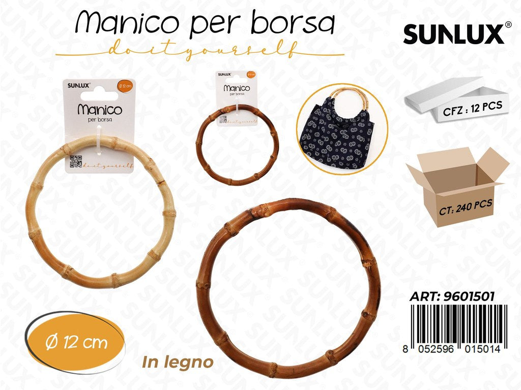 Sunlux Manico per Borsa in Legno 12CM