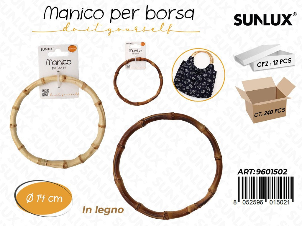 Sunlux Manico per Borsa in Legno 14CM