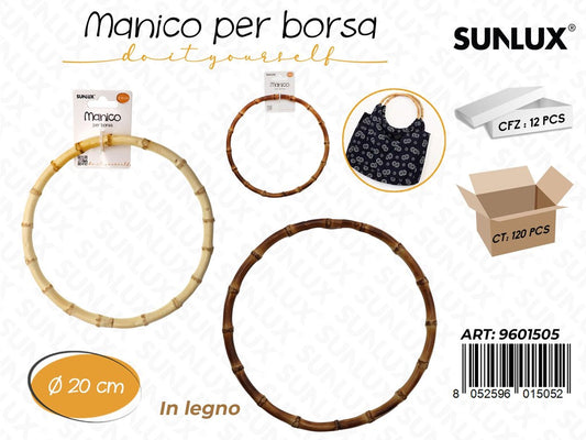Sunlux Manico per Borsa in Legno 20CM