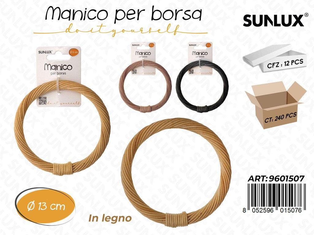 Sunlux Manico per Borsa in Legno 13CM