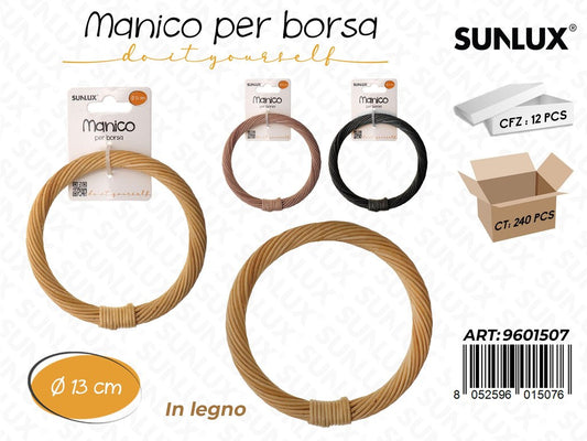 Sunlux Manico per Borsa in Legno 13CM