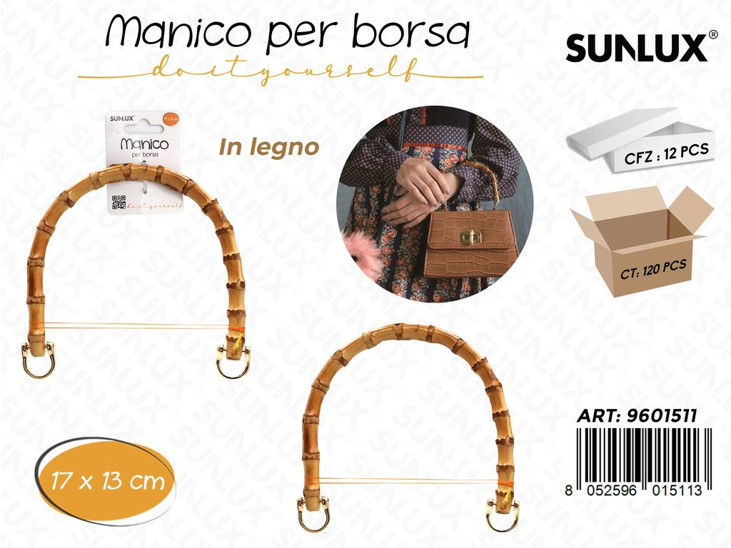 Sunlux Manico per Borsa in Legno 17*13CM