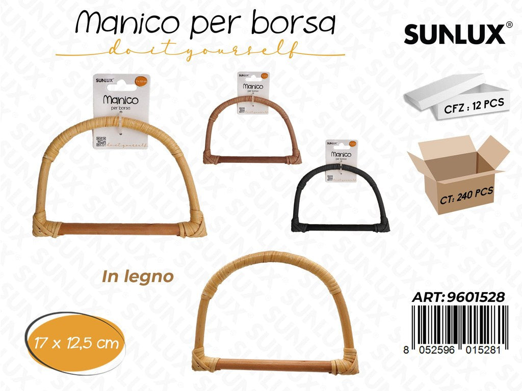 Sunlux Manico per Borsa in Legno 17*12.5CM