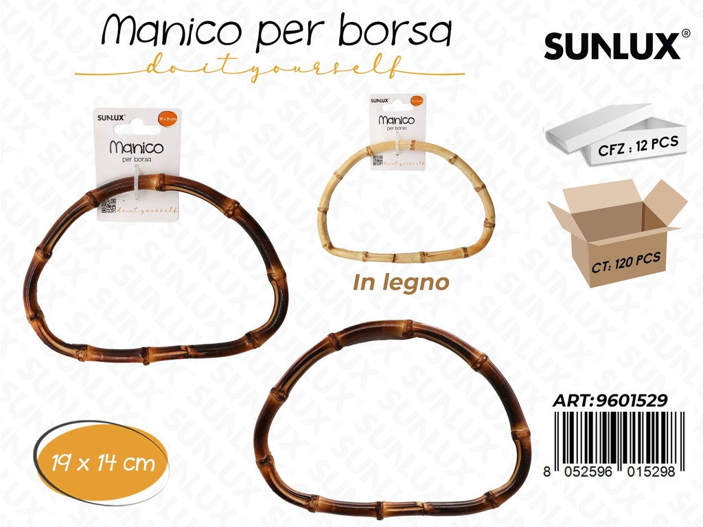 Sunlux Manico per Borsa in Legno 19*14CM