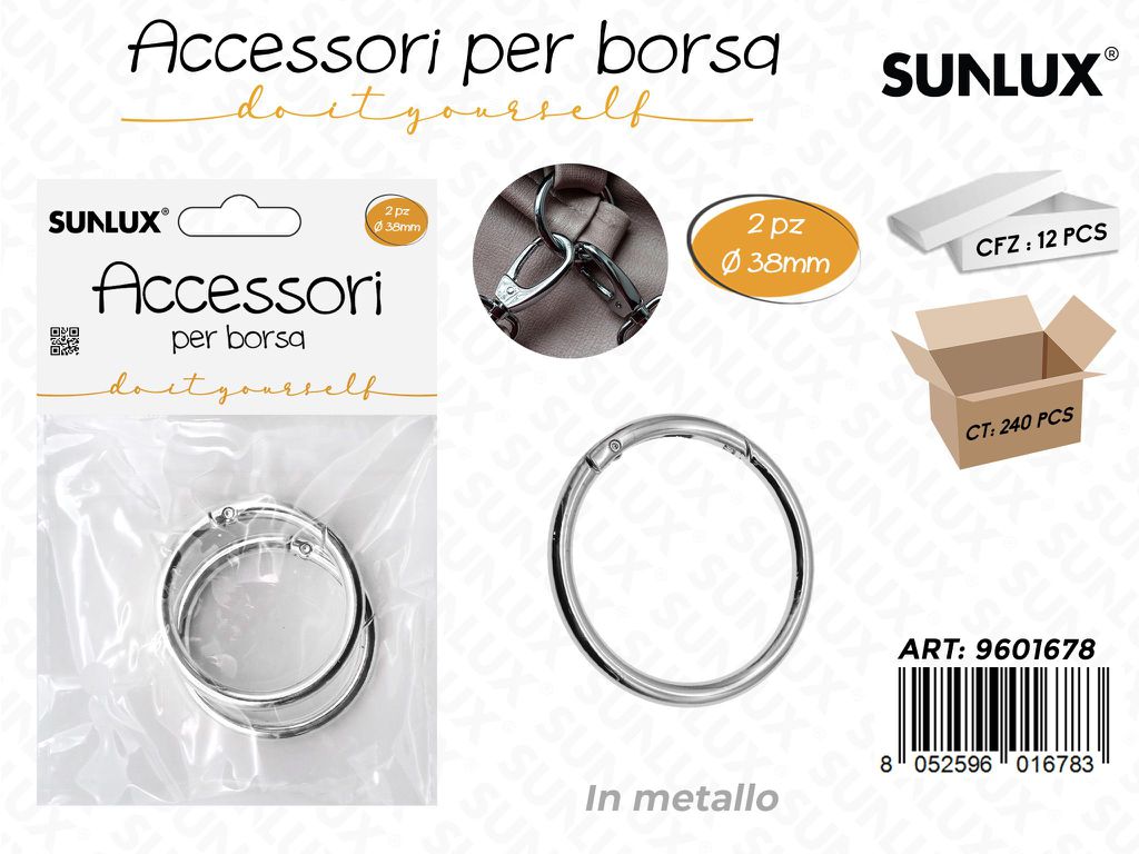 Sunlux Acc. per Borsa in Metallo Arg. 2PCS D. 38MM