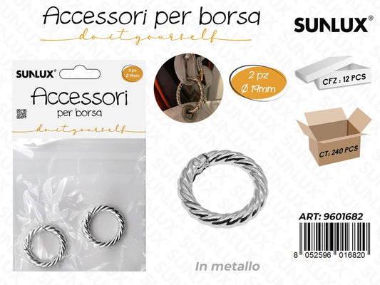 Sunlux Acc. per Borsa in Metallo Arg. 2PCS D.19MM