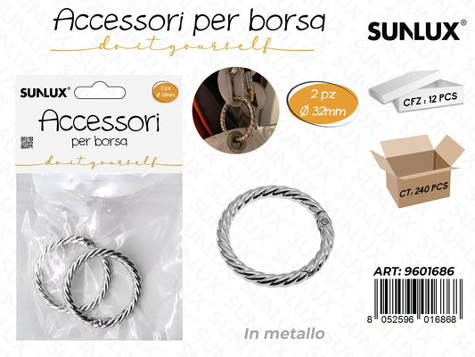 Sunlux Acc. per Borsa in Metallo Arg. 2PCS D.32MM