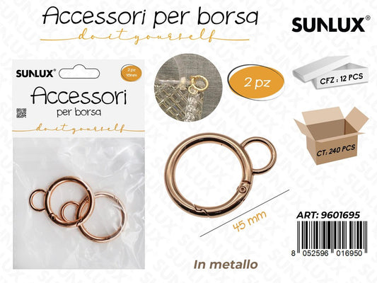Sunlux Acc. per Borsa in Metallo Ororosa 2PCS D.45MM