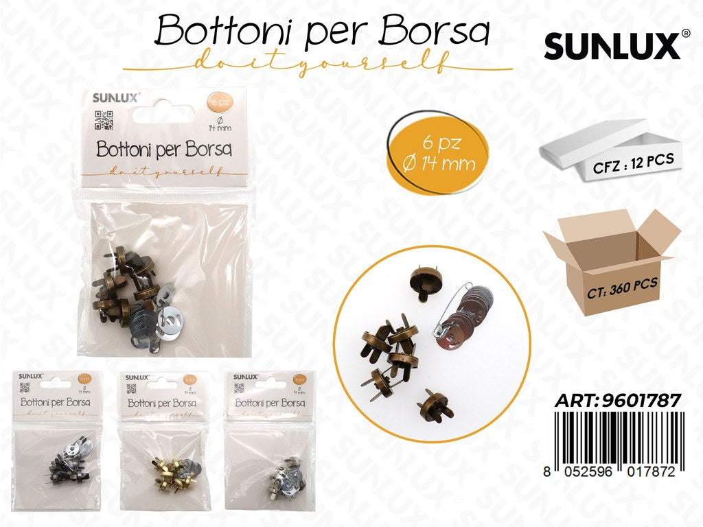 Sunlux Bottoni per Borsa 6PCS 14MM