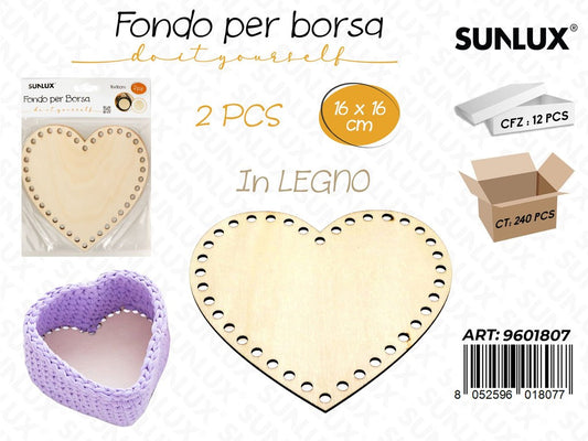 Sunlux Fondo per Borsa in Legno 2PCS 16*16CM