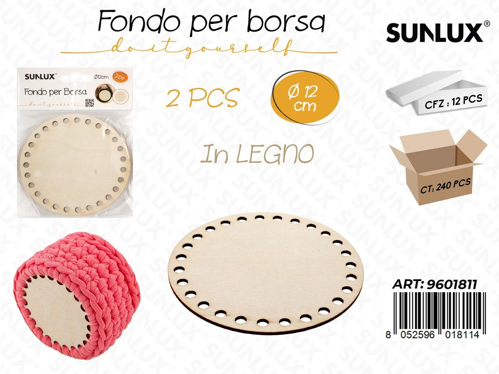 Sunlux Fondo per Borsa in Legno 2PCS D.12CM