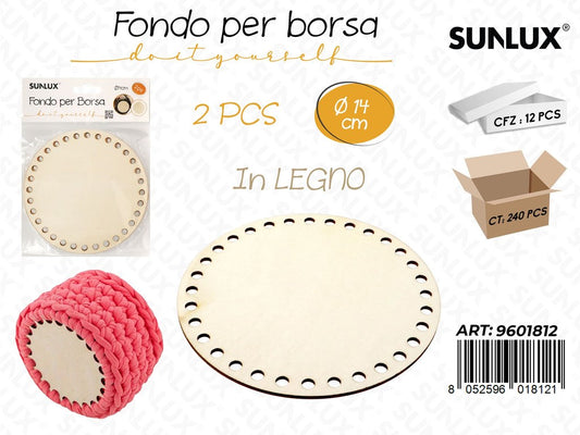 Sunlux Fondo per Borsa in Legno 2PCS D.14CM