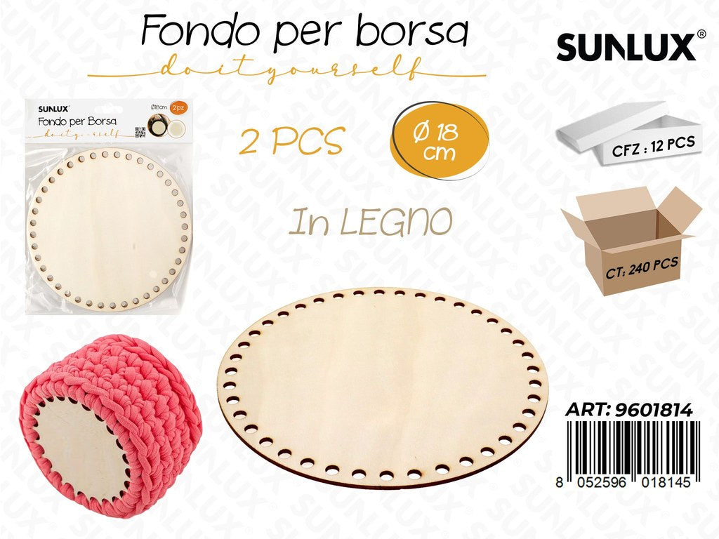 Sunlux Fondo per Borsa in Legno 2PCS D.18CM