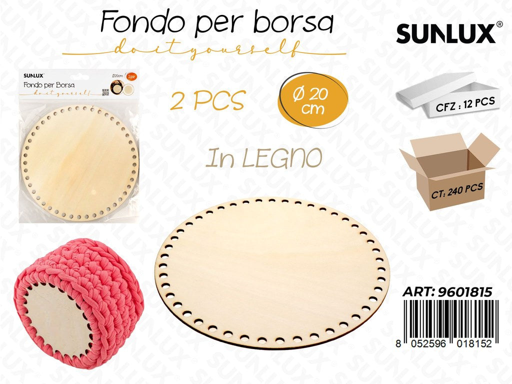 Sunlux Fondo per Borsa in Legno 2PCS D.20CM