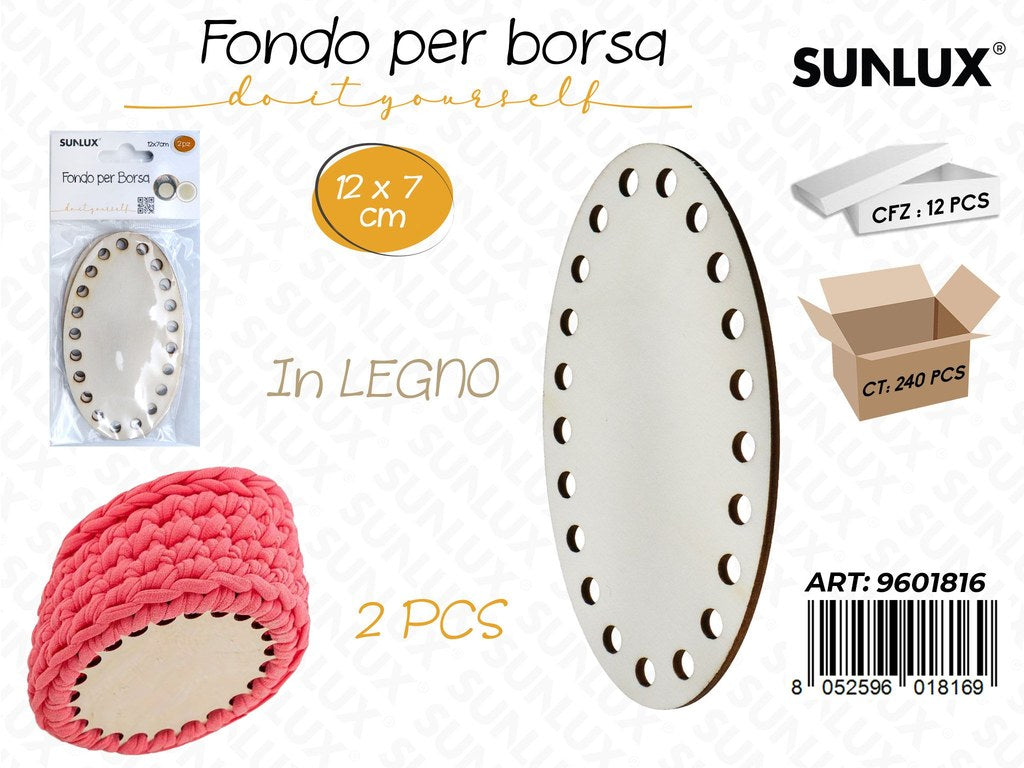Sunlux Fondo per Borsa in Legno 2PCS 12*7CM