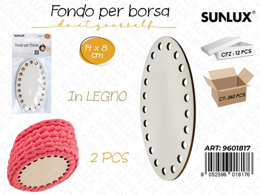 Sunlux Fondo per Borsa in Legno 2PCS 14*8CM
