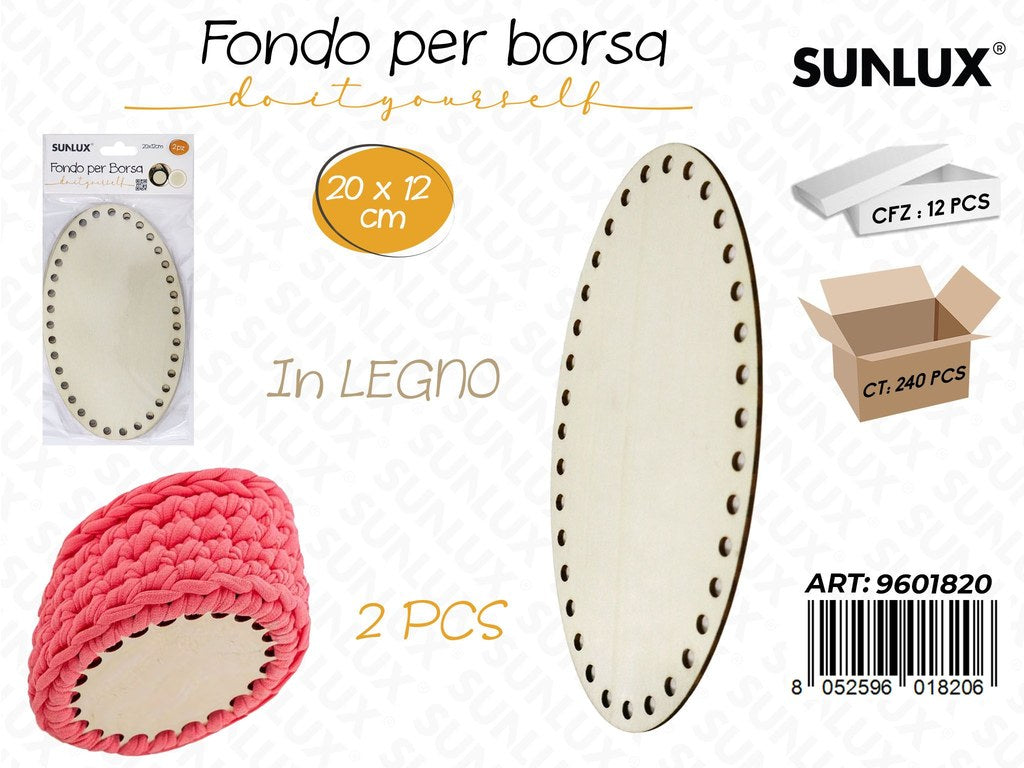 Sunlux Fondo per Borsa in Legno 2PCS 20*12CM