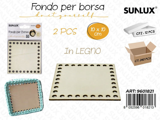 Sunlux Fondo per Borsa in Legno 2PCS 10*10CM