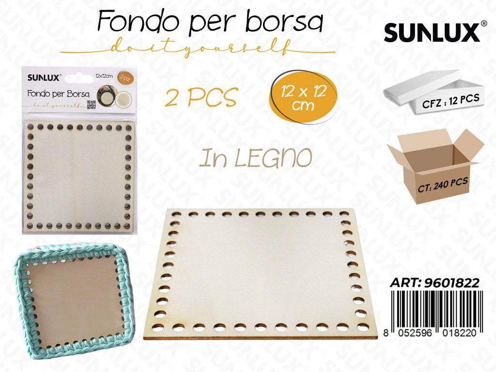 Sunlux Fondo per Borsa in Legno 2PCS 12*12CM